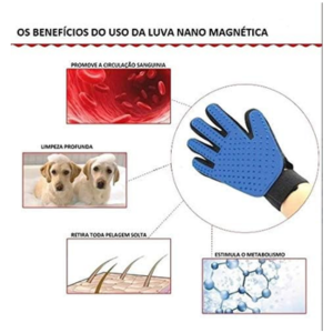 Luva Escova Nano Magnética Tira Pelos Dos Pets Cães E Gatos